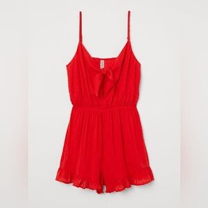 H&M divided tie front red romper